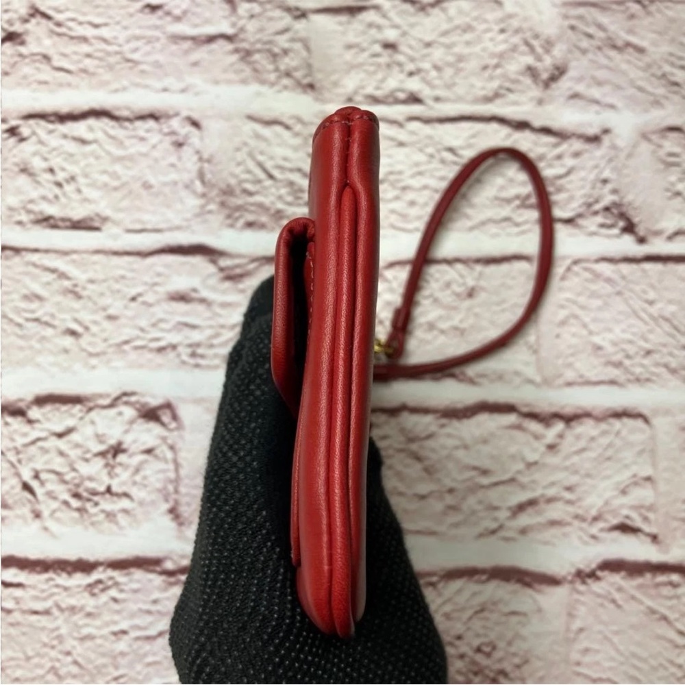 Coach Red Leather Wristlet with Gold Accents - Picture 4 of 16